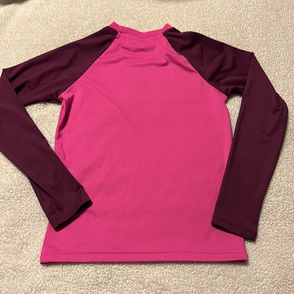 Nike Swim Flash Colorblocked Hydroguard Rash Guard Swimsuit Top Pink - Picture 8 of 11